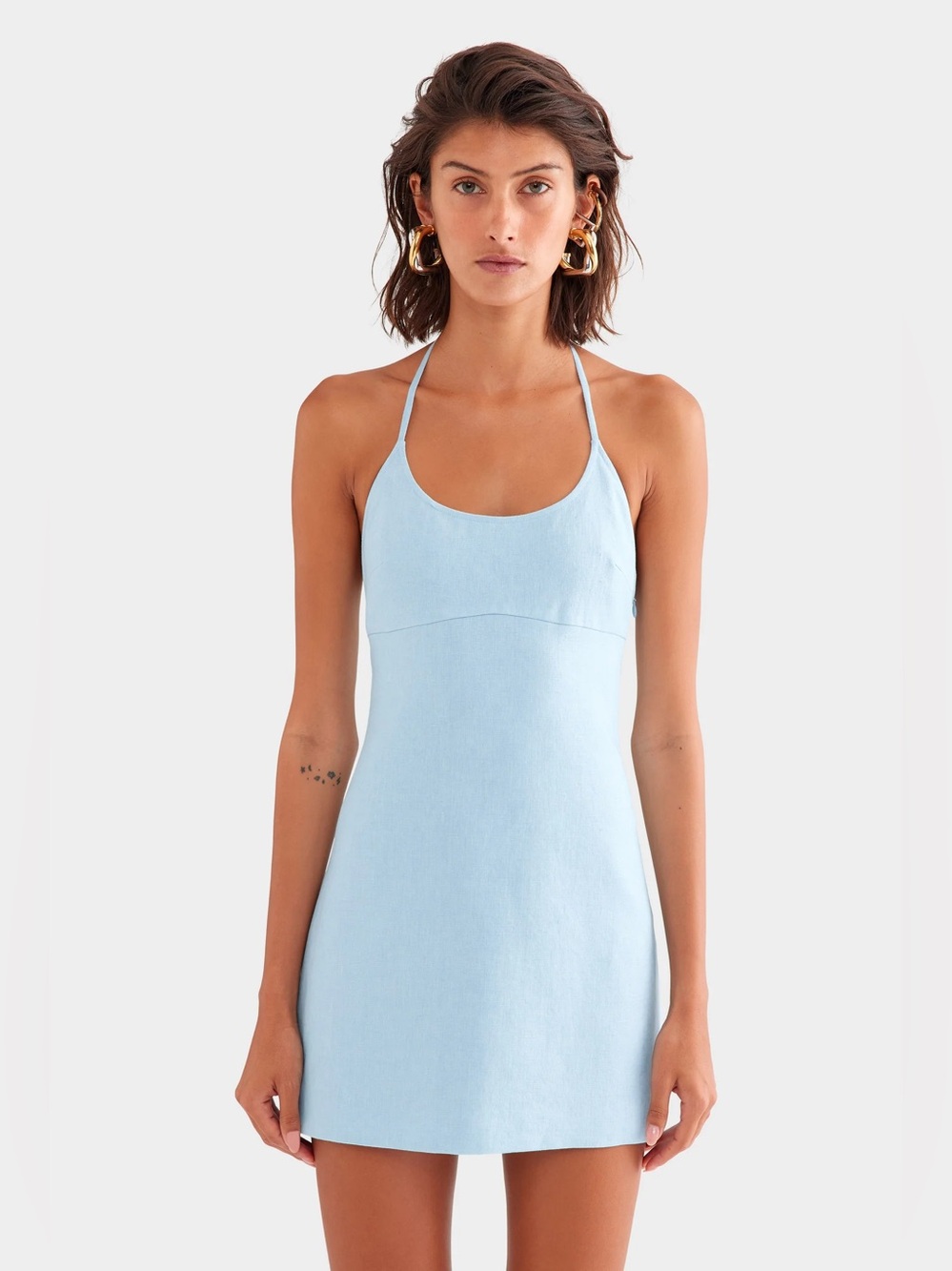 🆕 Venroy Scoop Neck Linen Halter Mini Dress